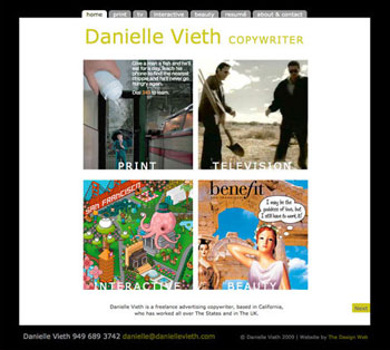 Website designed and developed by the Design Web for Californian copywriter Danielle Vieth