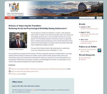 Website designed, developed and hosted by the Design Web for the New Zealand Prime Minister's Science Advisory Committee
