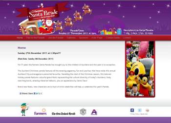 Website developed by the Design Web for the Farmers Santa Parade - Auckland