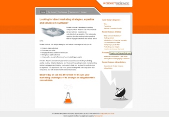 Website refined and transformed into a content management system by the Design Web for Rocket Science Website refined and transformed into a content management system by the Design Web for Rocket Science