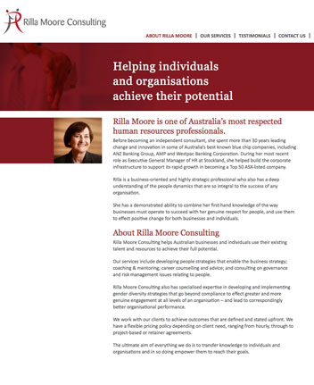 Website designed and developed by the Design Web for Rilla Moore Consulting