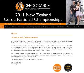 Website developed by the Design Web for the Ceroc New Zealand National Championships