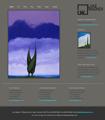 Website for Tasmanian artist, Luke Wagner
